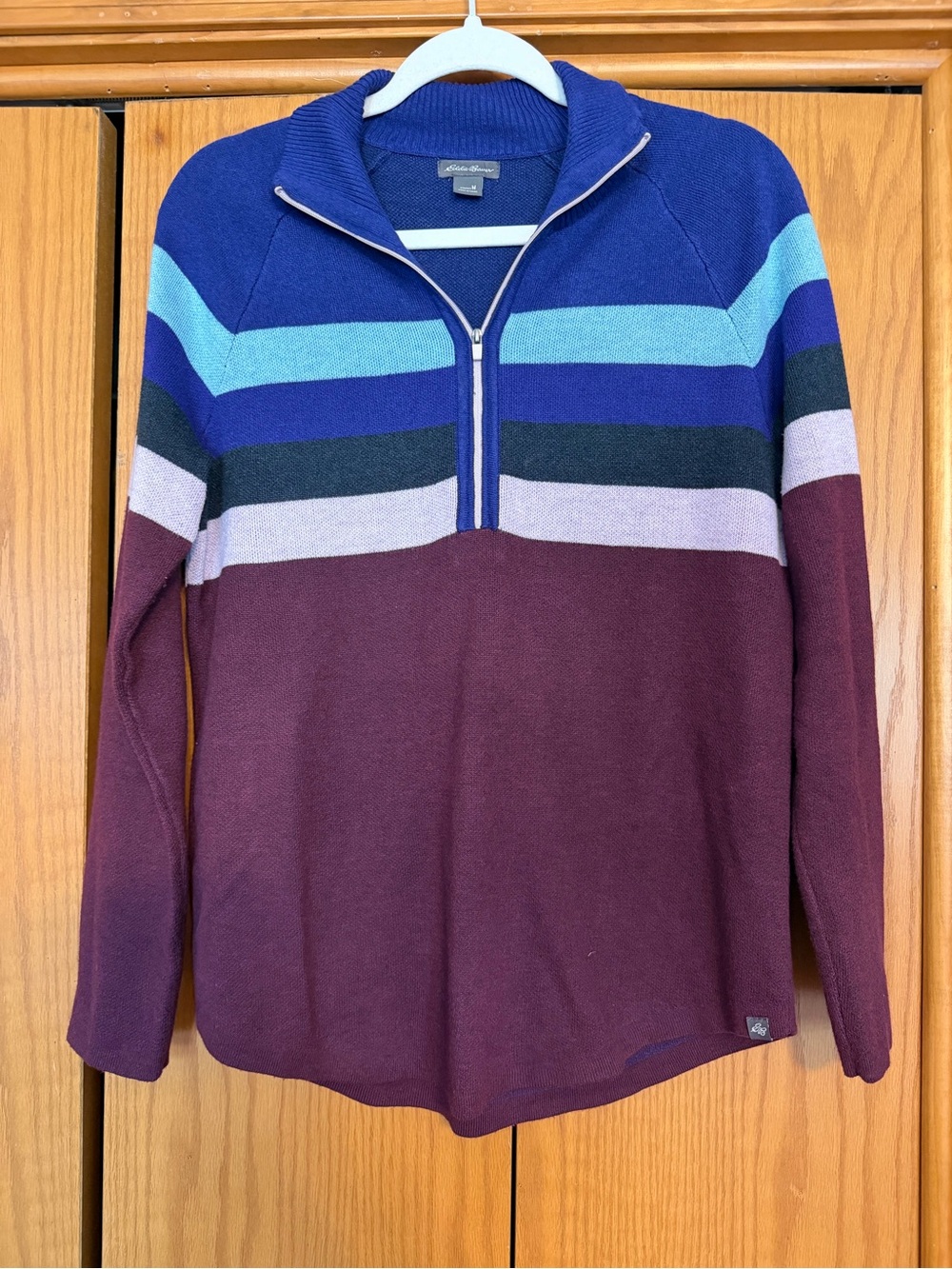Eddie Bauer Women’s Half-Zip V-Neck Sweater - Blue, Teal, Navy, Gray & Burgundy